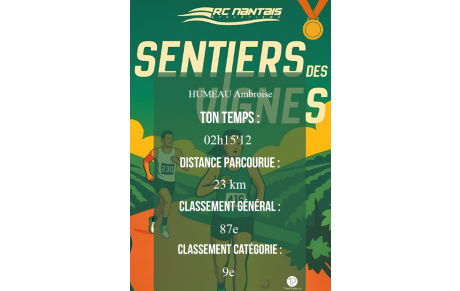 Belle participation d'Ambroise au Sentiers des Vignes à Saint Julien de Concelles